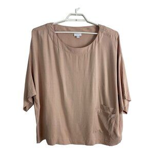 PureJill Womens Shirt Adult Size 2XL Peachy Tan Short Sleeve Pockets Norm Core